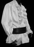 Satin Medieval Pirate Shirt (Blue, Black, White) - 1436