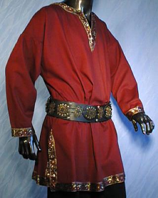 1450 - Long Sleeve Medieval Tunic (black, red, green)