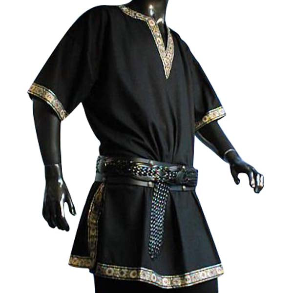 Short-Sleeve Medieval Battle Tunic (Black, Red, Green) - 1460