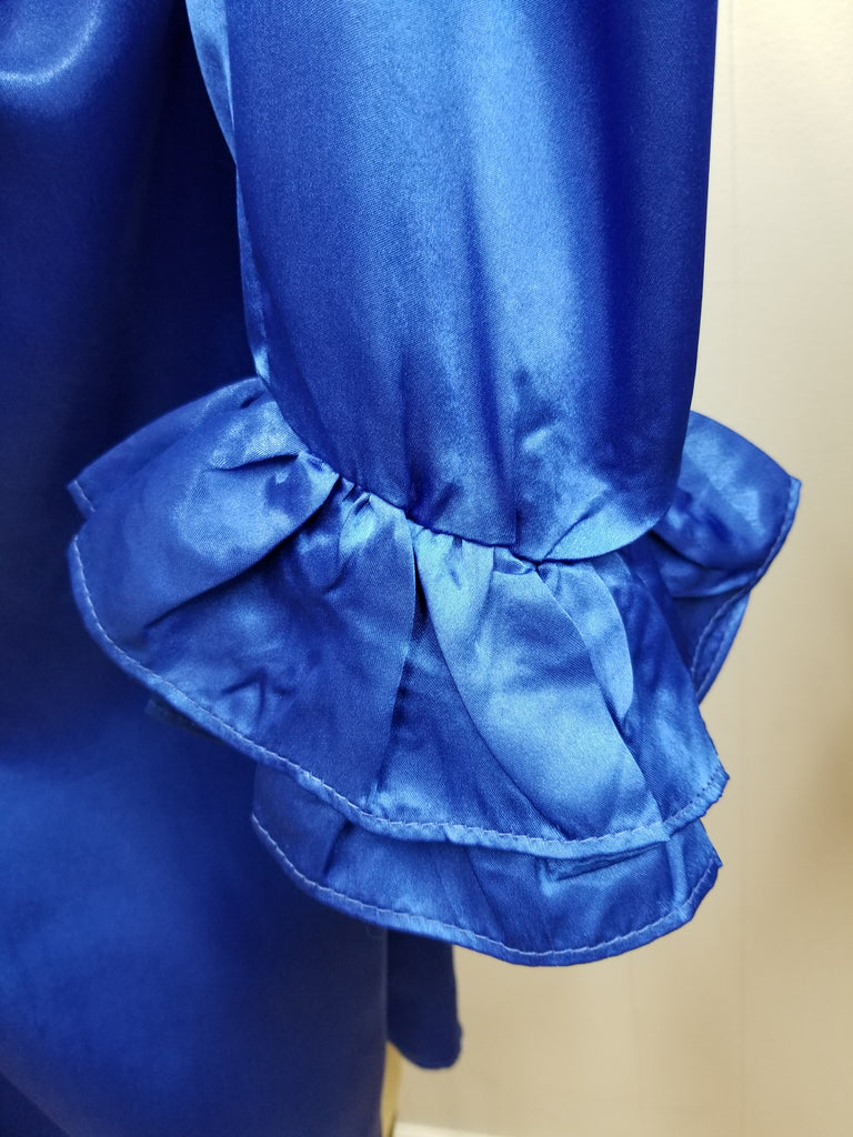 Satin Medieval Pirate Shirt (Blue, Black, White) - 1436
