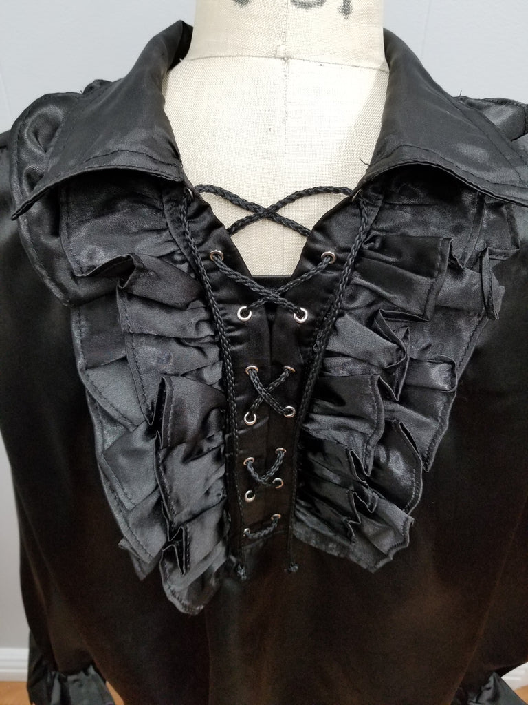 Satin Medieval Pirate Shirt (Blue, Black, White) - 1436