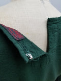 Long-sleeve Lace-up Blouse (Black, Natural, Red, Green, Blue) - 1220