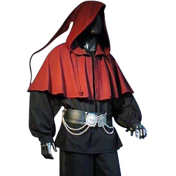Medieval Long Tailed Hood (Red, Brown, Black) - 5001