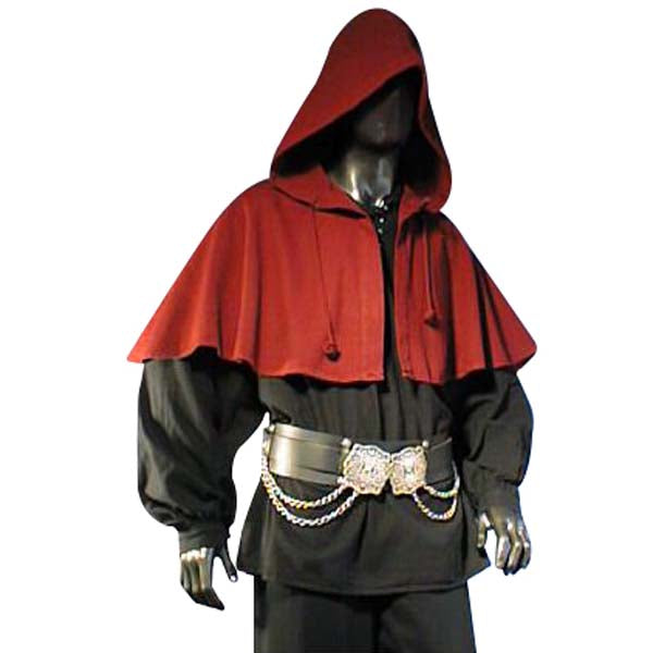Medieval Hooded Cowl (Black, Brown, Red) - 5002