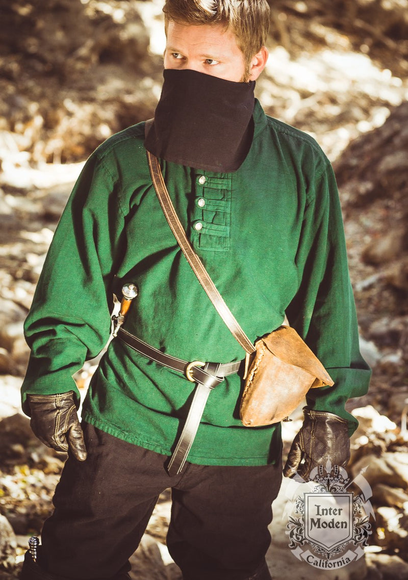 Long-Sleeve Button Pirate Shirt (Black, Brown,Natural,Red, Green) - 1430
