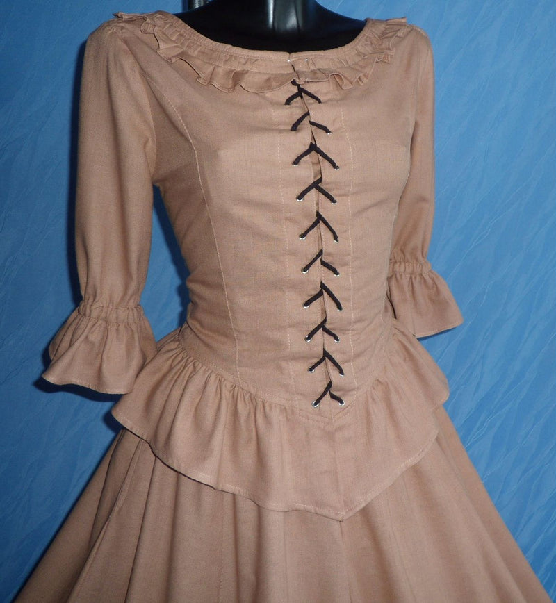 Medieval Blouse (Red, Brown) - 1285