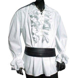 Ruffled Medieval Pirate Shirt (White, Black) - 1336