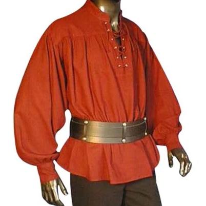 Medieval Lace-up Pirate Shirt (Red, Green,Natural,Black, Brown) - 1427