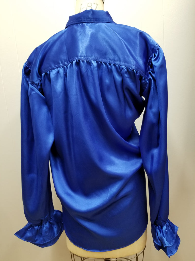 Satin Medieval Pirate Shirt (Blue, Black, White) - 1436
