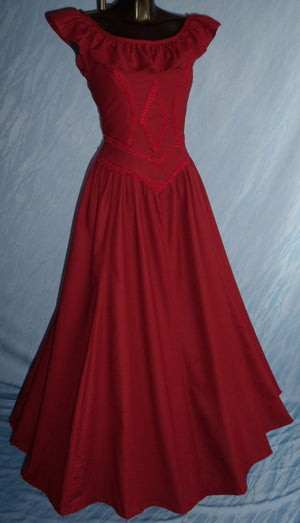 Medieval Renaissance Lace-up Vintage Dress, (Wine Red) - 6175