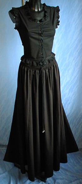 Long Medieval Skirt (Royal Blue, Black, Green, Red, Natural) - 7062
