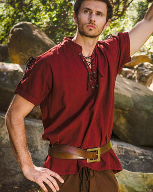 Medieval Short-Sleeve Pirate Shirt (Black, Natural, Red, Green) - 1330